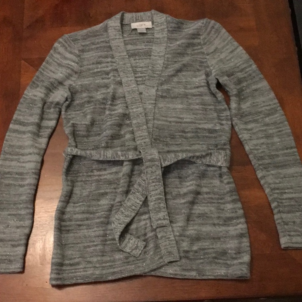 Gray cardigan with silver threads